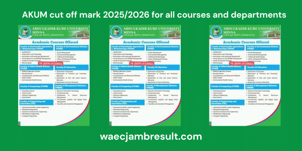 AKUM cut off mark 2025/2026 for all courses and departments